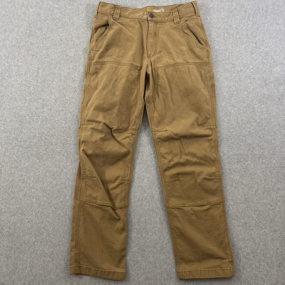 CARHARTT Pants Men's 32x30 Brown Relaxed Fit Work Canvas Articulated Knee 102802